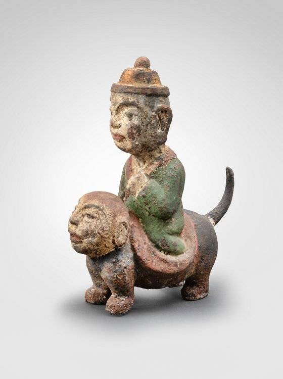 저승효행상(黃泉孝行像), 19세기, 철 (무쇠) 에 채색, 12x26x33(h)cm. [사진 가나문화재단]