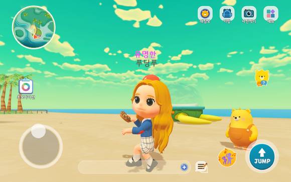 오른쪽 하단의 율동 그림 버튼을 통해 춤을 출 수 있다. [사진=키즈토피아 앱 갈무리]