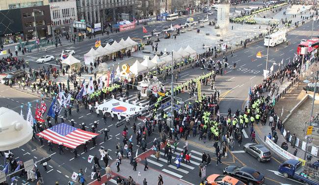 2019년 2월 23일 서울 도심에서 열린 ‘박근혜 전 대통령 탄핵 무효 집회’. [동아DB]