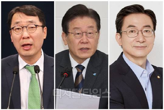 (왼쪽부터) 윤영찬 더불어민주당 의원, 이재명 민주당 대표, 정성호 민주당 의원. <디지털타임스 DB, 연합뉴스>