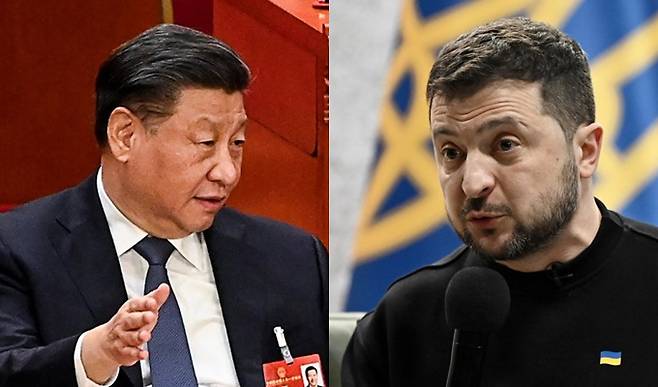 시진핑 중국 국가주석(왼쪽)과 볼로디미르 젤렌스키 우크라이나 대통령/AFPBBNews=뉴스1