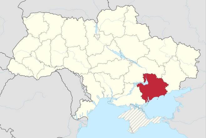 우크라이나 자포리자주(붉은색 지역) [위키피디아 지도. 재판매 및 DB 금지]