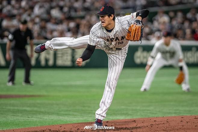 오타니가 16일 일본 도쿄돔에서 펼쳐진 이탈리아와 2023 WBC(월드베이스볼클래식) 8강전에서 역투하고 있다. /AFPBBNews=뉴스1