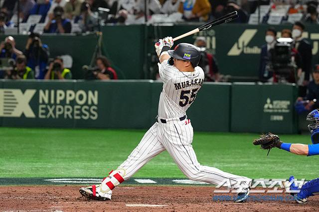 1라운드에서 부진했던 무라카미는 8강전에서 5번으로 나서 2루타 2개를 터트렸다. 사진출처=일본야구대표팀 홈페이지