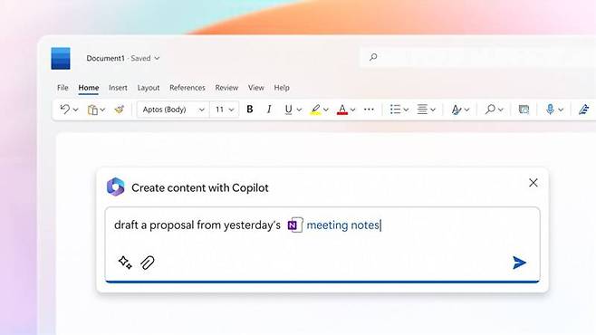 워드에서 코파일럿을 활용해 초안을 작성할 수 있다. 출처=마이크로소프트