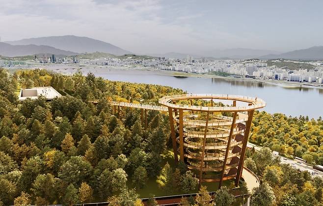 서울시가 월드컵공원 내 노을공원에 한강을 조망할 수 있는 전망대를 추진한다. 공원 내 전망대를 설치한 상상도. 서울시 제공