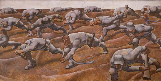 화가 알빈 에거리엔츠의 ‘무명용사들’(1914). 전쟁영웅이 아니라 산업화된 전쟁을 묘사한다. [사진 공존]