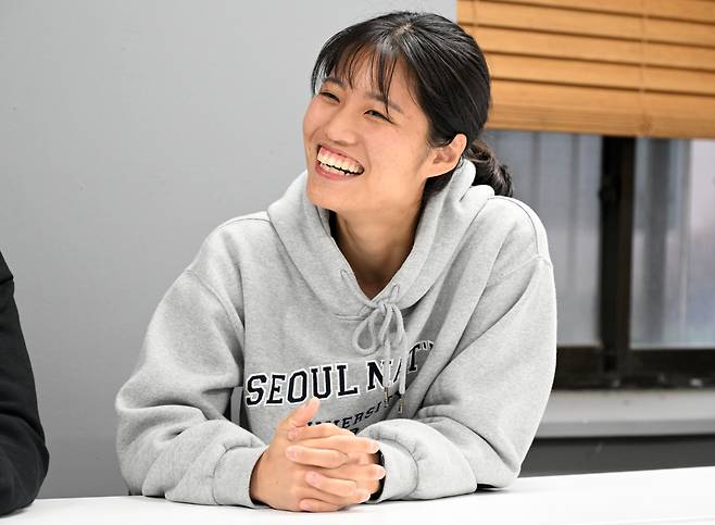 Sun captain Lee Rae-eun speaks with The Korea Herald at Seoul National University gymnasium in Gwanak-gu, southern Seoul, on March 9. (Im Se-jun/The Korea Herald)