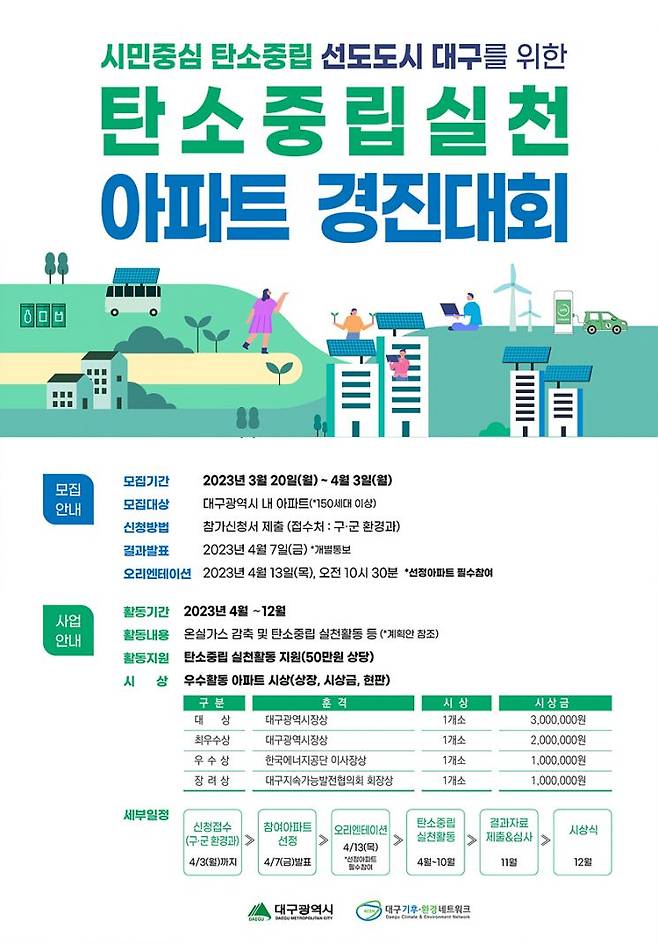탄소중립 경진대회 참여를 홍보하는 포스터.