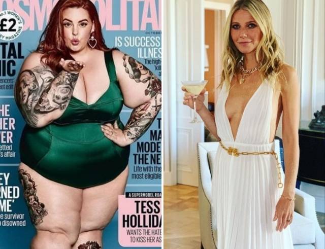 영국 플러스 사이즈 모델 테스 홀리데이(왼쪽)와 할리우드 배우 기네스 팰트로. 인스타그램.