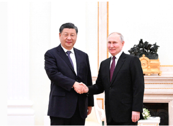 3월 20일 오후 (현지시간) 시진핑 주석이 크렘린궁에서 블라디미르 푸틴 러시아 대통령을 만났다. 2023.03.20 ⓒ신화통신