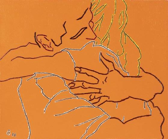 오천룡, Embrace, 2016, Oil on canvas, 54 x 65cm. [사진 가나아트]