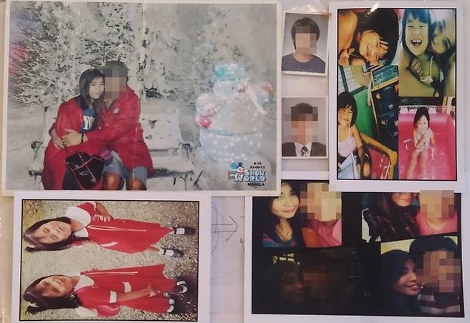코피노 어머니인 아델 안젤라가 김모씨와 2013년 필리핀 마닐라 등지에서 데이트를 하며 찍은 사진 등을 모아 놓았다. 안젤라 제공