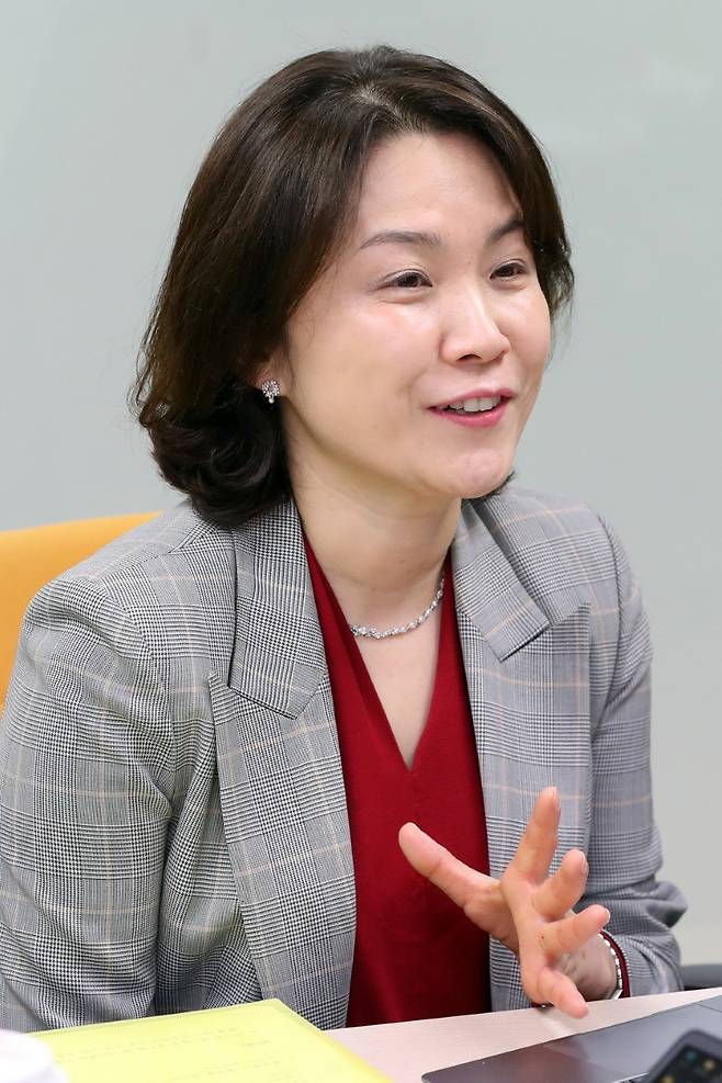 최세나 주벨기에유럽연합대사관 상무관이 10일 서울 서린동 머니투데이 본사에서 진행한 2023 상무관 좌담회에 참석해 통상현안을 설명했다.  /사진=이기범 기자 leekb@