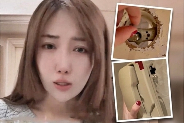 중국 베이징에 있는 리츠 칼튼 호텔 객실 화장실에 3시간 갇혀 있었다고 주장한 제이디 린(왼쪽 사진). 더우인·사우스차이나모닝포스트 SCMP 갈무리