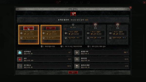 지역 진척도 보상이 매우 좋다