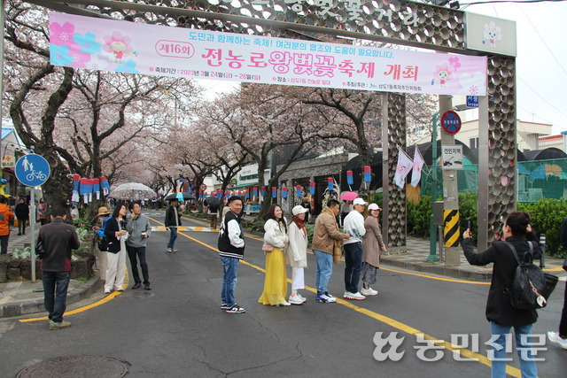 ‘제16회 전농로 왕벚꽃 축제’ 관람객들이 축제를 즐기고 있다.