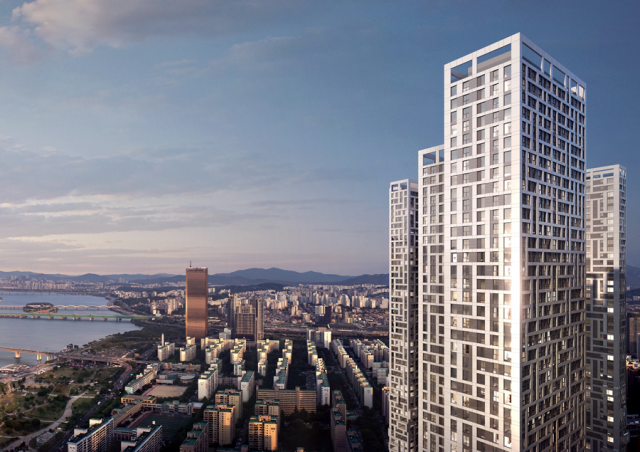 서울 여의도 옛 MBC 부지에 공급 예정인 ‘브라이튼 여의도’ 아파트 조감도. 사진 제공=신영