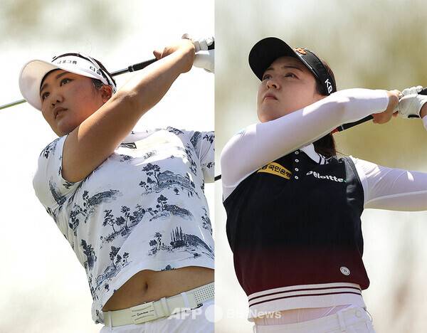 2023년 미국여자프로골프(LPGA) 투어 드라이브온 챔피언십 우승 경쟁에 뛰어든 유해란 프로, 3라운드에서 동반 경기한 전인지 프로. 사진제공=ⓒAFPBBNews = News1