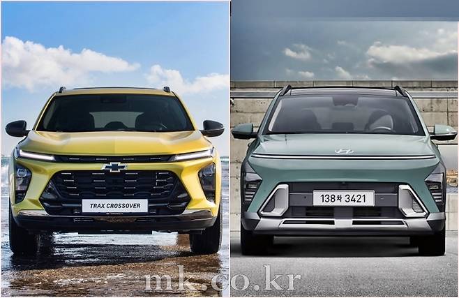 트랙스 크로스오버(왼쪽)와 코나 [사진출처=쉐보레, 현대차]