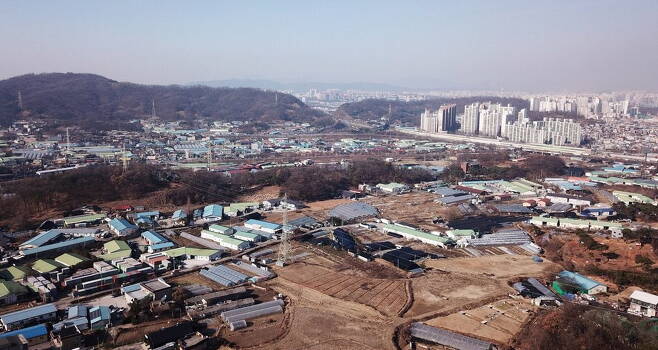 3기 신도시 중 건설사들의 가장 큰 관심을 받고 있는 하남교산지구 전경. 한국토지주택공사(LH)는 올해 처음 하남교산지구 공동주택용지(주복6블록)를 공급할 예정이다. 연합뉴스