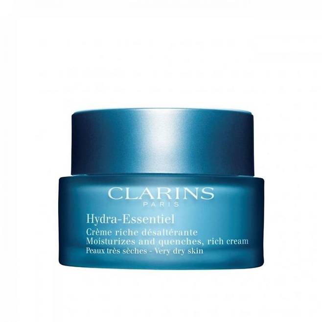 클라랑스 하이드라-에센셜 모이스처라이즈 앤 퀀치, 리치 크림 - 시어버터 등 유분도 상당량 함유한 고보습 수분 크림. 고분자, 저분자 히알루론산 복합체, 칼란코에 추출물이 피부 안팎에 수분을 공급한다. 50mL 6만 원.