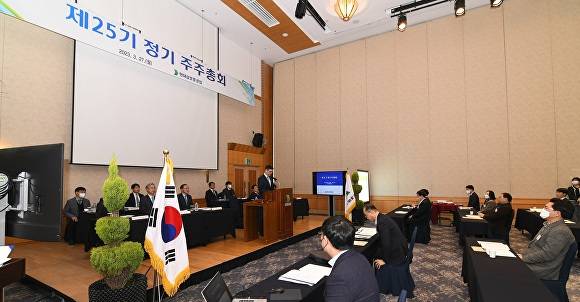 현대삼호중공업은 27일 '제25기 정기 주주총회'를 하고 있다. [사진=현대삼호중공업]