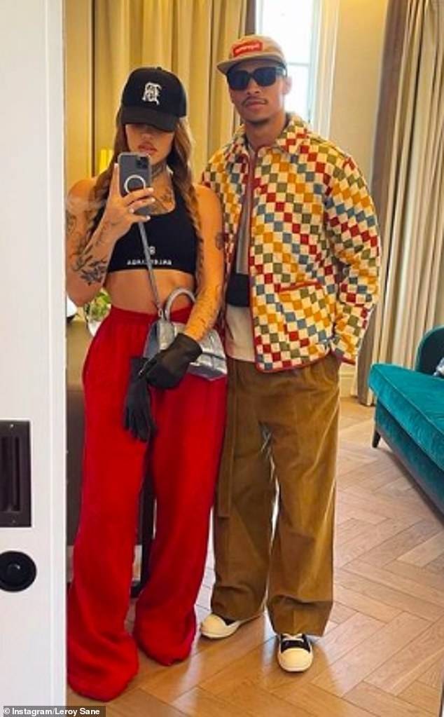 르로이 사네(오른쪽)와 미국 모델 출신 아내 캔디스 브룩. 출처 | 캔디스 브룩 인스타그램