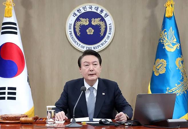 윤석열 대통령이 28일 서울 용산 대통령실 청사에서 열린 국무회의에서 발언하고 있다. 대통령실통신사진기자단