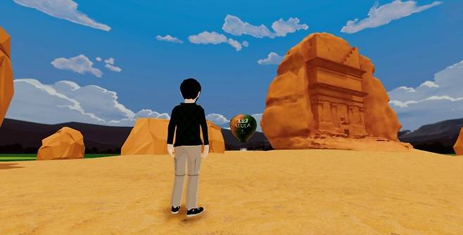 미래 먹거리로 각광받던 메타버스가 경기둔화에 따른 비용절감 속에 업체들이 투자를 줄이거나 사업 부문을 아예 접는 등 위상이 추락하고 있다. 사진은 지난달 21일(현지시간) 가상현실 공간에 처음으로 등장한 유네스코 세계유산 사우디아라비아의 리히얀무덤(Tomb of Lihyan). 로이터뉴스1