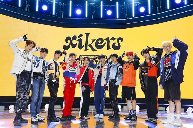 Rookie boy band Xikers holds its debut press conference at SBS Prism Tower in Sangam-dong, Seoul, on Wednesday. (KQ Entertainment)