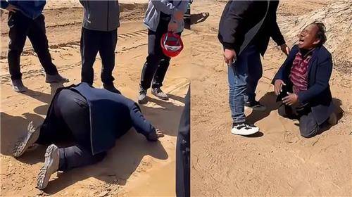 엎드려 절하며 물 문제 해결 호소하는 삼림주 [바이두 캡처. 재판매 및 DB 금지]
