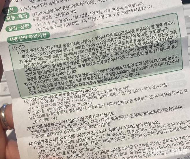 의약품 설명서 예시.&nbsp; &nbsp;사진=박선혜 기자