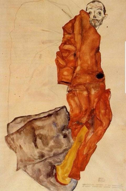 에곤 실레, 자화상(예술가가 활동을 못 하도록 저지하는 것은 하나의 범죄다. 그것은 움트고 있는 새싹의 생명을 빼앗는 일이다)