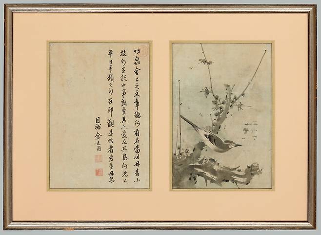 조선 후기 문신인 김진규의 ‘묵매도’. 조선 최대 화첩인 <석농화원>에 수록된 것으로 추정됐는데 실물로 확인됐다. 국립광주박물관 제공