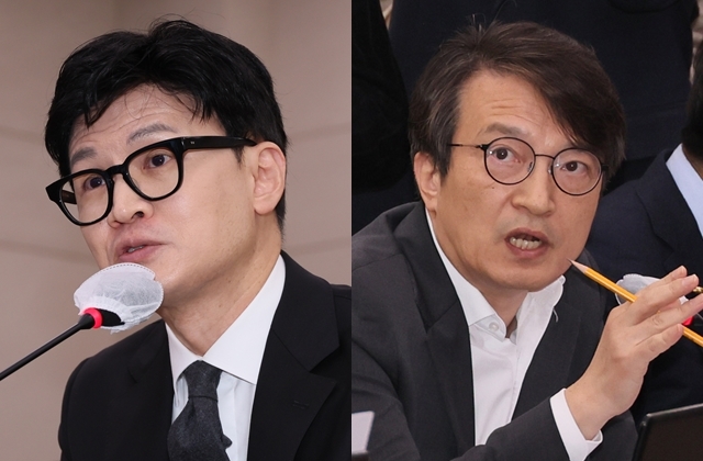 한동훈 법무부 장관(왼쪽 사진)과 김의겸 더불어민주당 의원. 연합뉴스