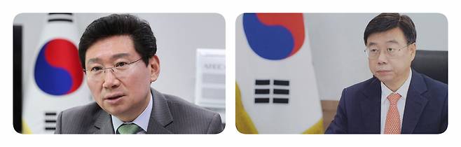 이상일 용인시장(왼쪽)과 신상진 성남시장(오른쪽)