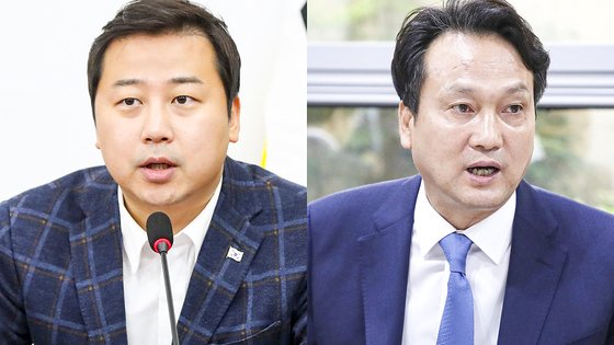 장예찬(왼쪽) 국민의힘 청년최고위원, 안민석 더불어민주당 의원. 뉴시스