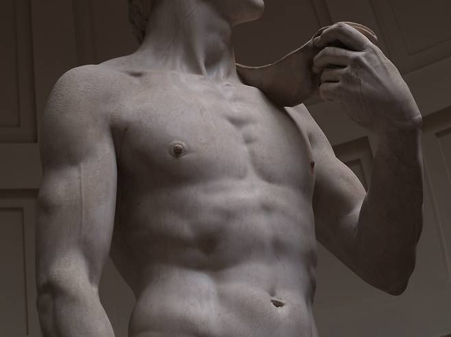 미켈란젤로 부오나로티, 다비드(일부 확대) [wikimedia]