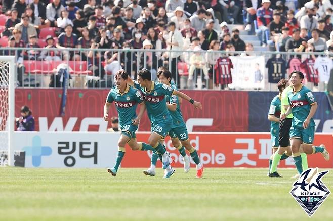 [서울=뉴시스]대전하나시티즌 이현식 골. 2023.04.09. (사진=한국프로축구연맹 제공) *재판매 및 DB 금지