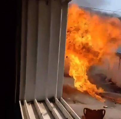 지난달 30일 강제집행 당일에 발생한 화염 [독자 제공. 재판매 및 DB 금지]