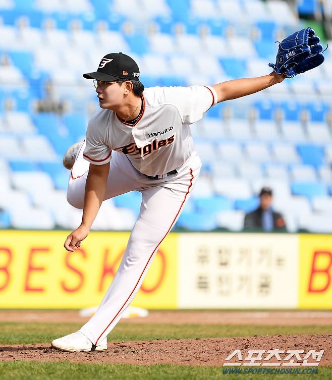 한화 고졸신인 김서현의 역동적인 투구 모습. 대전=박재만 기자 pjm@sportschosun.com