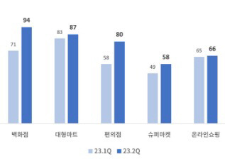 소매업태별 전망치. 대한상공회의소