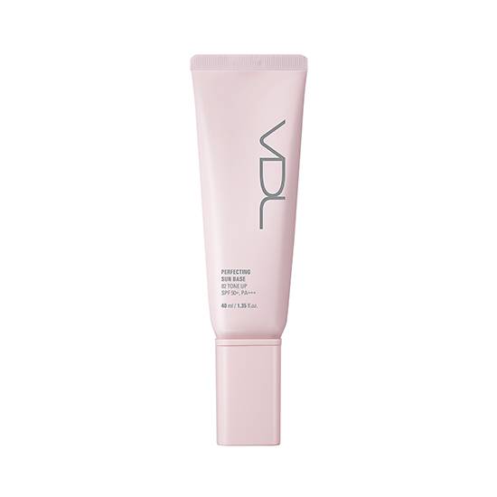 VDL 퍼펙팅 선베이스 톤업 SPF 50+/PA +++ - 진정 효과 있는 판테놀, 육두구 추출물, 4종 식물 성분과 100% 물리적 자외선 차단 성분만 사용한 핑크색 크림. 무기 40mL 2만 3천 원.