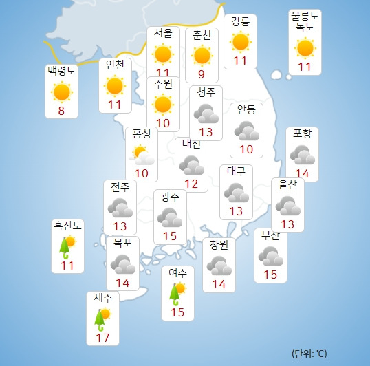 기상청 내일(19일) 오전 날씨 : 주말,주간날씨