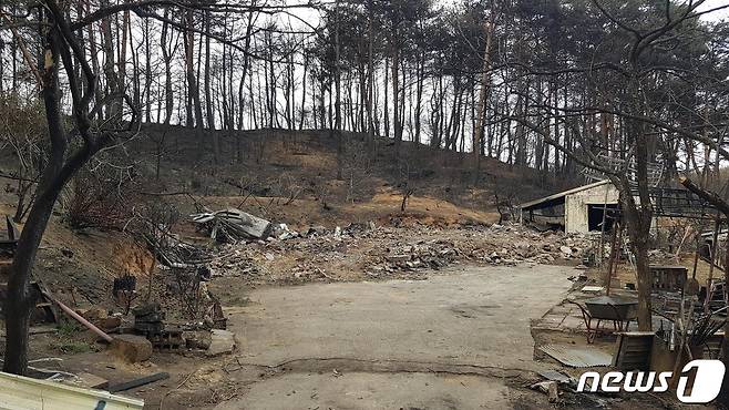 전소된 남경진 산불재난특수진화대원 집.(동부지방산림청 제공) 2023.4.19/뉴스1