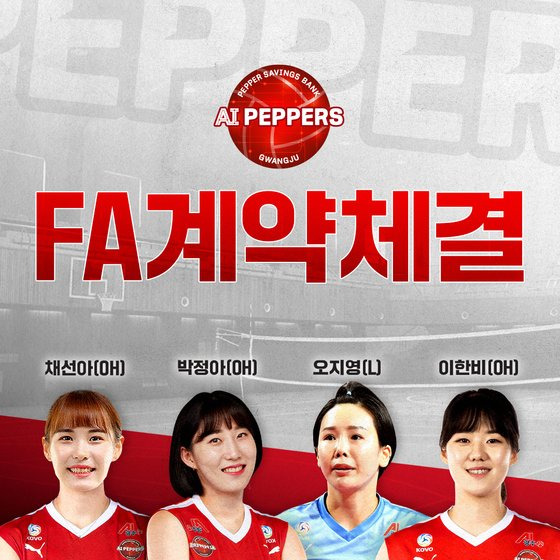 채선아, 박정아, 오지영, 이한비와 FA 계약을 맺은 페퍼저축은행