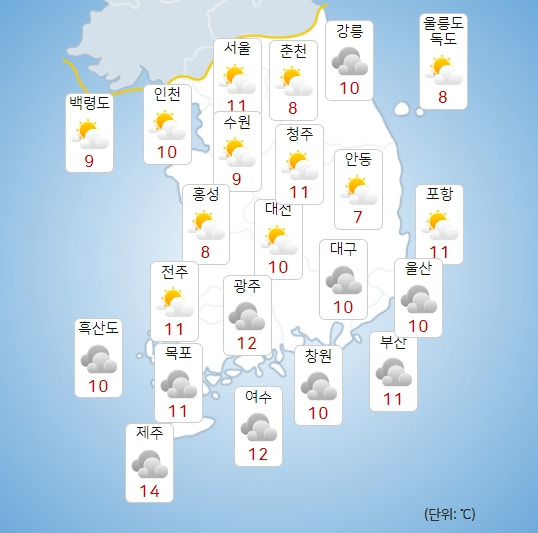 기상청 내일(24일) 오전 날씨 : 주말,주간날씨