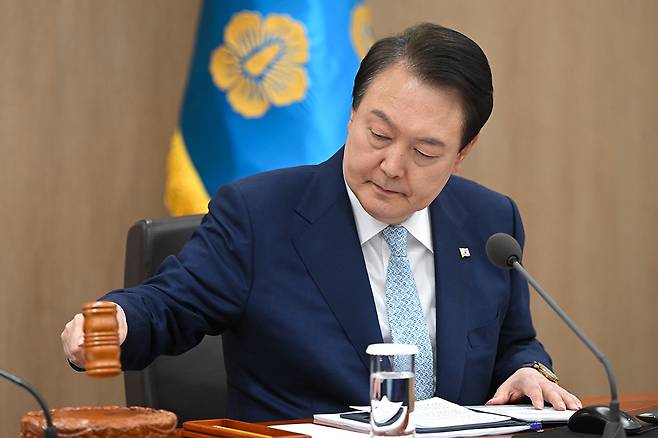 4일4일 열린 국무회의에서 윤석열 대통령은 양곡관리법 개정안 재의요구권(거부권)을 행사했다. ⓒ대통령제공