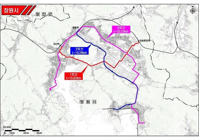 경남 창원특례시 도시철도 노선도. [이미지제공=경남도청]